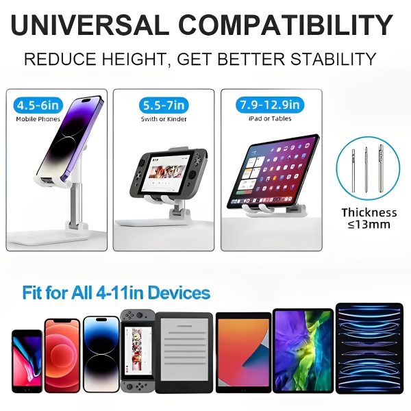 Foldable & Adjustable Mobile Phone And Tablet Stand For All Devices