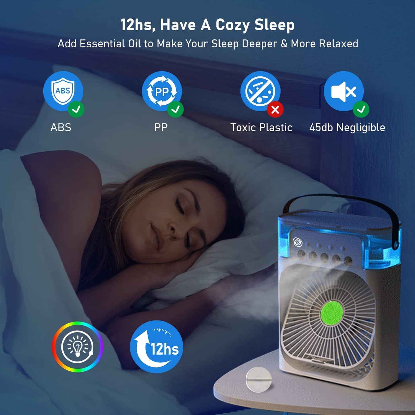🌬️ Portable USB Air Conditioner Fan – 3-in-1 Cooling, Misting & Heating