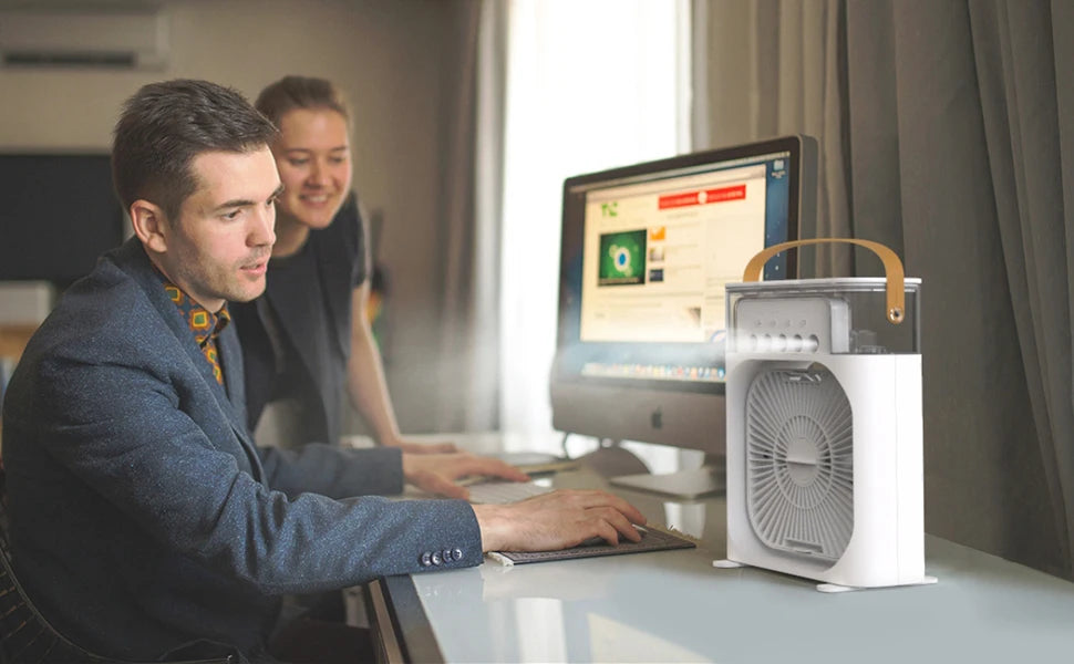 🌬️ Portable USB Air Conditioner Fan – 3-in-1 Cooling, Misting & Heating