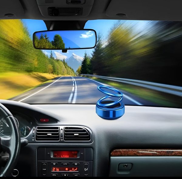 Solar-Powered Suspended Double Ring Car Ornament with Aromatherapy – Elegant Interior Accessory