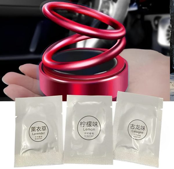 Solar-Powered Suspended Double Ring Car Ornament with Aromatherapy – Elegant Interior Accessory