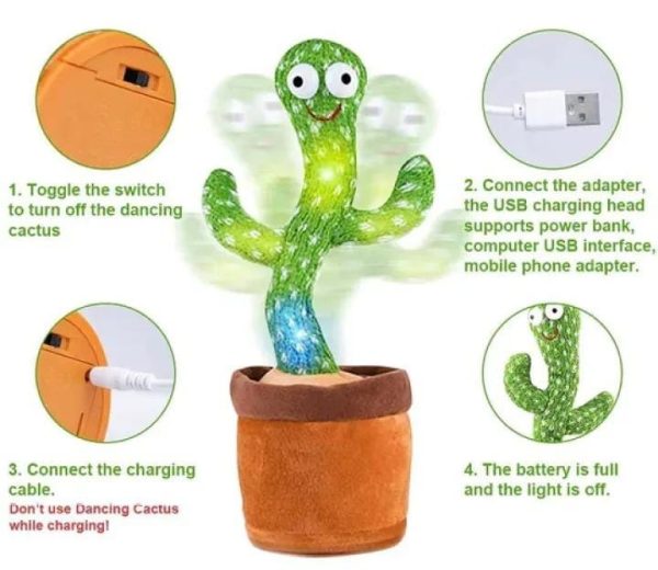 🌵Dancing Cactus Toy – Singing, Talking, Voice Recorder – USB Rechargeable Plush for Kids