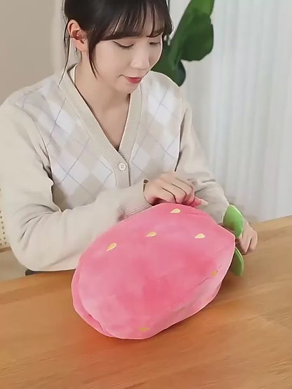 🐰 Strawberry Rabbit Reversible Plush Toy – Adorable, Soft & Functional!
