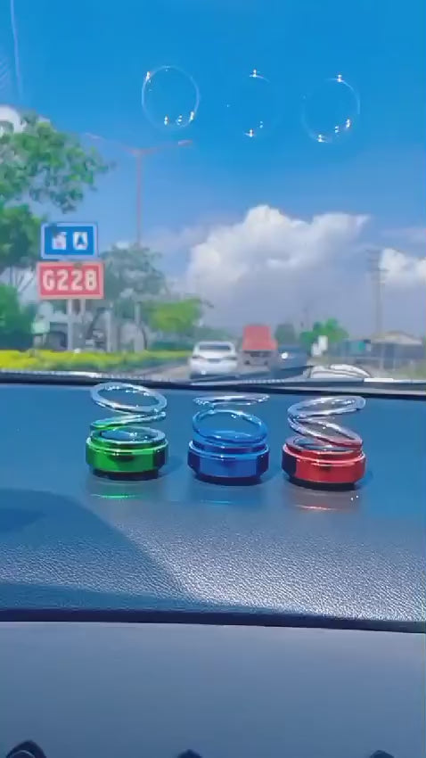 Solar-Powered Suspended Double Ring Car Ornament with Aromatherapy – Elegant Interior Accessory