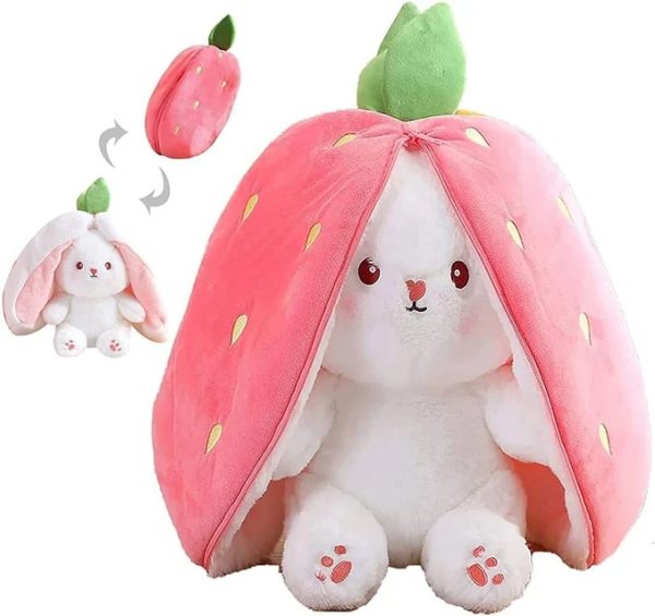 🐰 Strawberry Rabbit Reversible Plush Toy – Adorable, Soft & Functional!