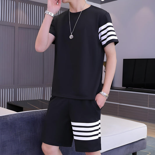 🖤 Black Trendy Line Printed Tracksuit for Men | Premium Quality Lifestyle