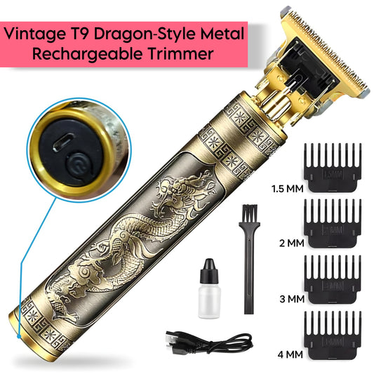 🧔 Vintage T9 Dragon‑Style Metal Rechargeable Trimmer
