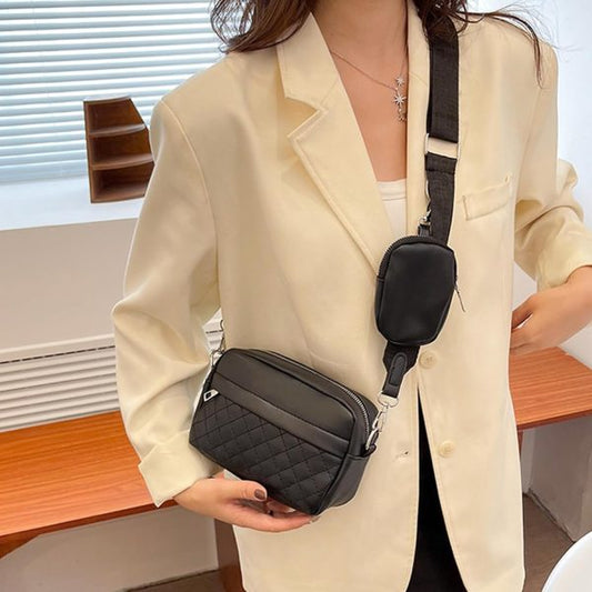 Convertible Crossbody Bag for Women – Stylish Black PU Leather, Waterproof Shoulder Handbag with Coin Purse